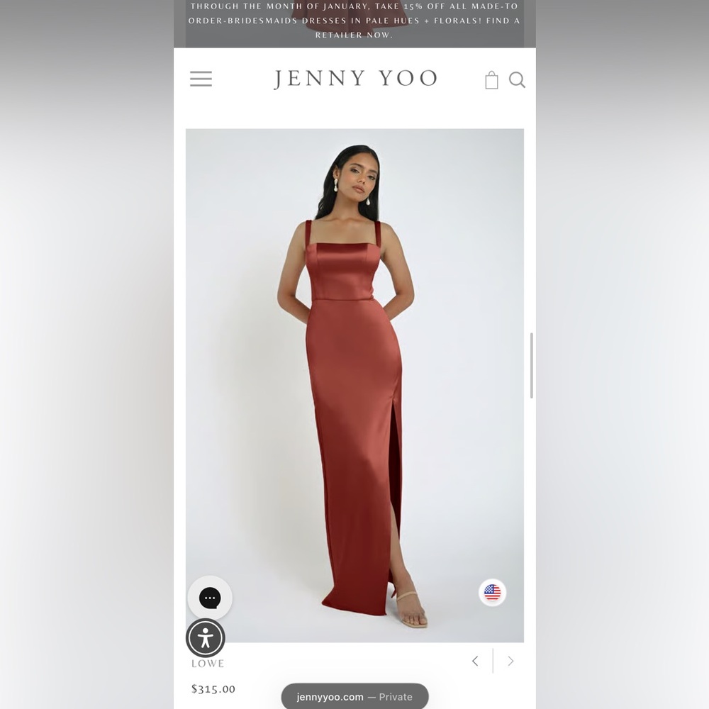 Jenny Yoo Bridesmaid Dress English Rose Luxe Satin Size 6